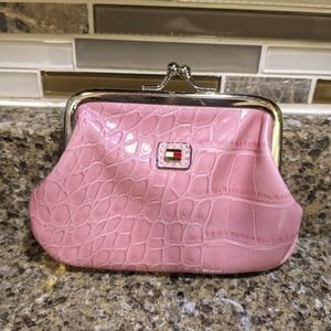Tommy Hilfiger pink croc leather change purse